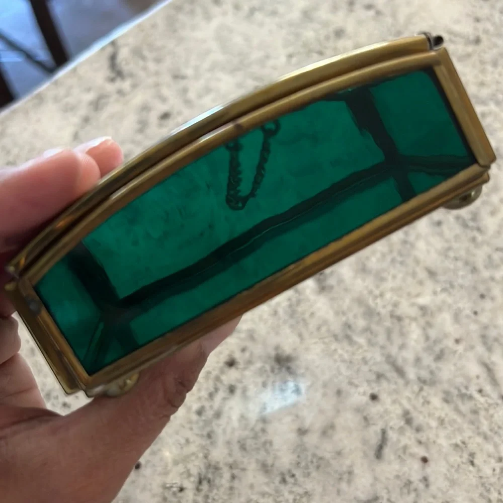 Vintage Etched Christmas Santa Toy Shop Trinket Box